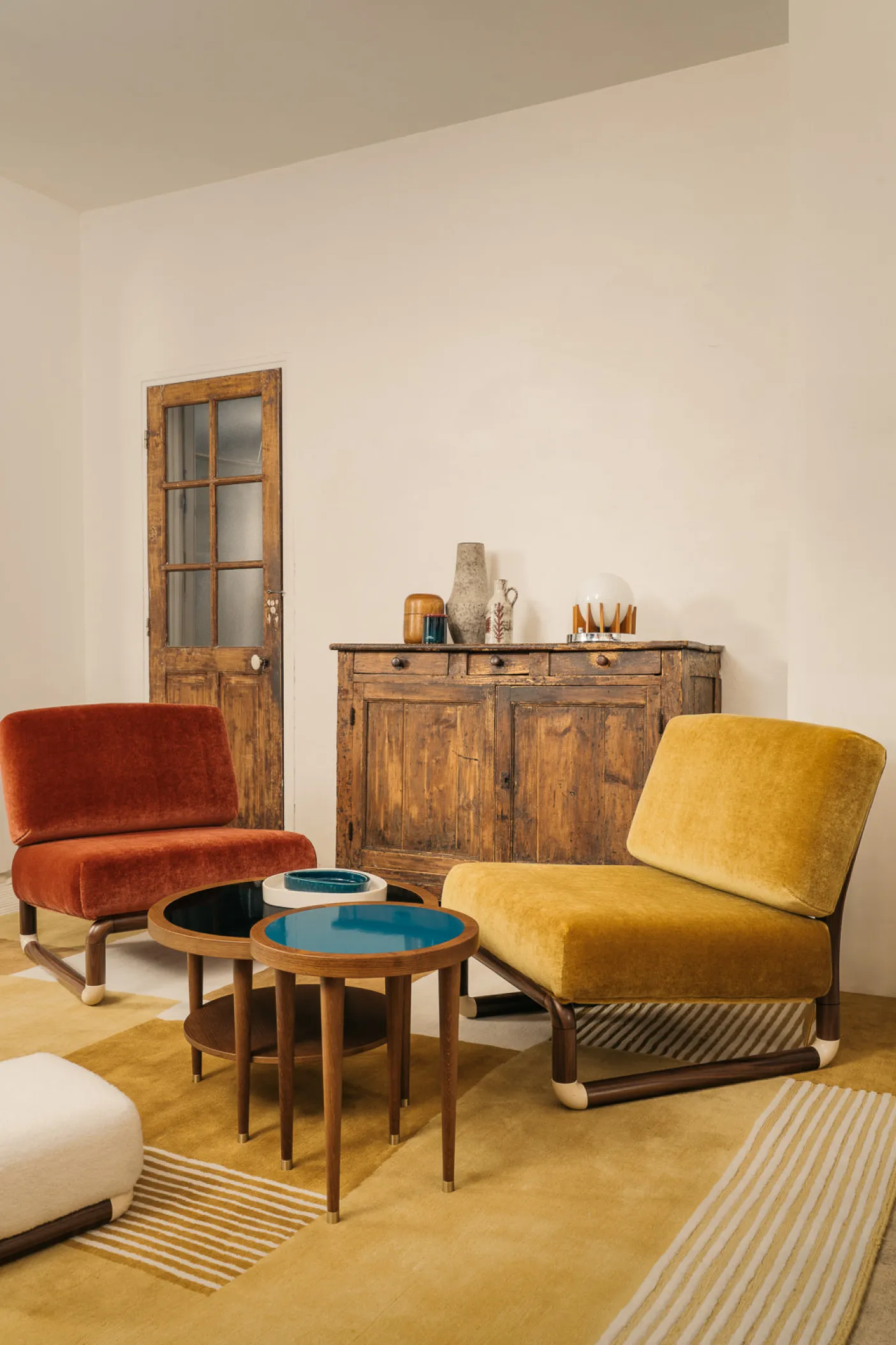 Table basse ronde Puzzle - Bleu Sarah