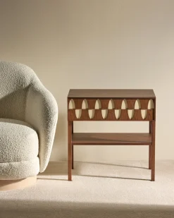 Table de chevet Ecailles - Noyer